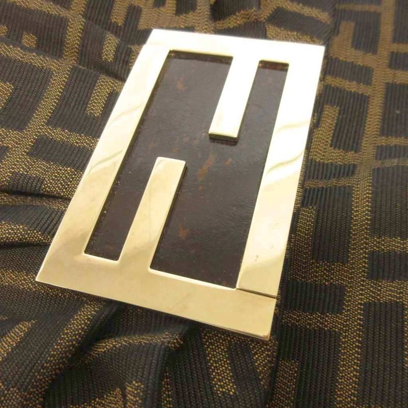 Fendi Mia Zucca Mamma Bucket Chain Shoulder Bag Gold Brown