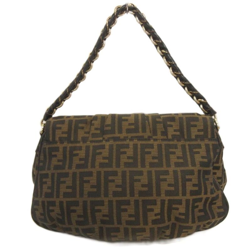 Fendi Mia Zucca Mamma Bucket Chain Shoulder Bag Gold Brown