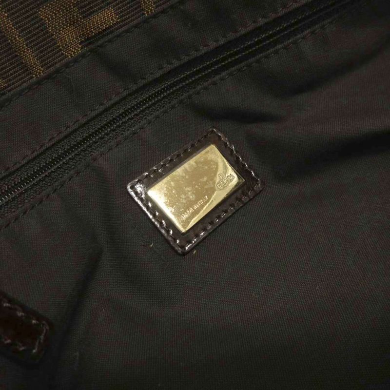 Fendi Mia Zucca Mamma Bucket Chain Shoulder Bag Gold Brown