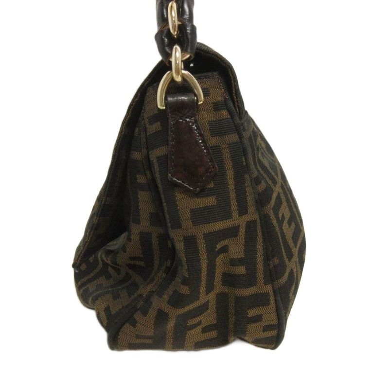 Fendi Mia Zucca Mamma Bucket Chain Shoulder Bag Gold Brown