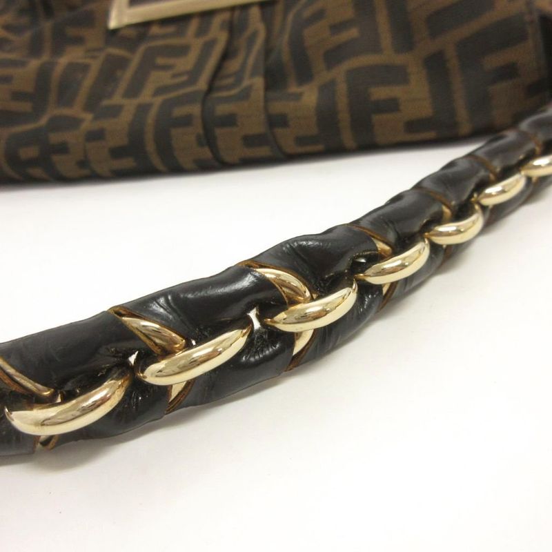Fendi Mia Zucca Mamma Bucket Chain Shoulder Bag Gold Brown