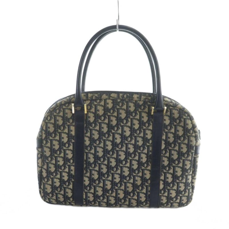 Dior Trotter Handbag Mini Boston Canvas Leather Logo All Over Pattern