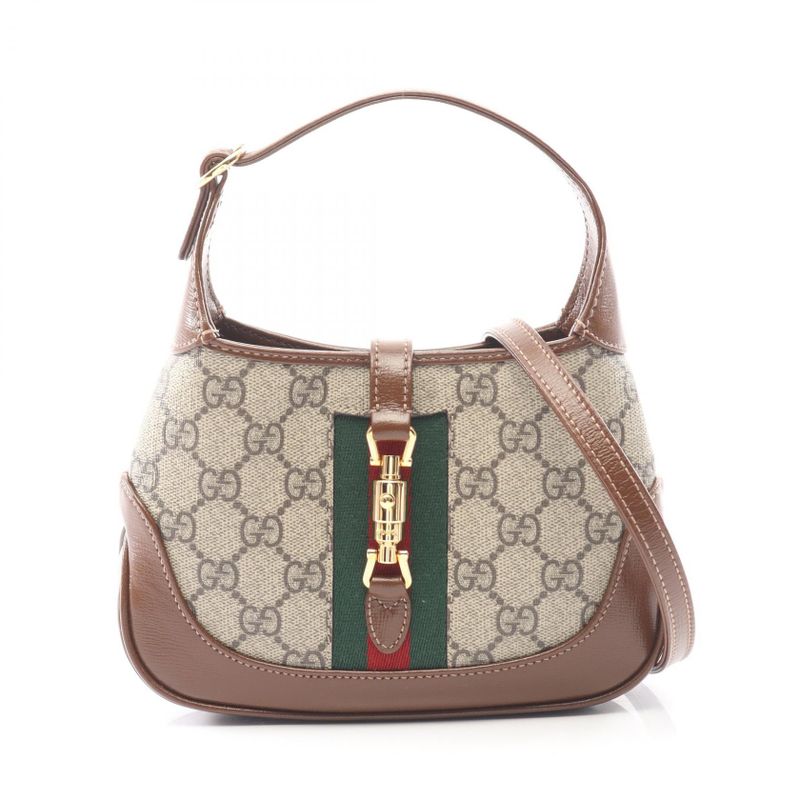 Gucci Handbag Jackie GG Supreme Beige Brown Canvas