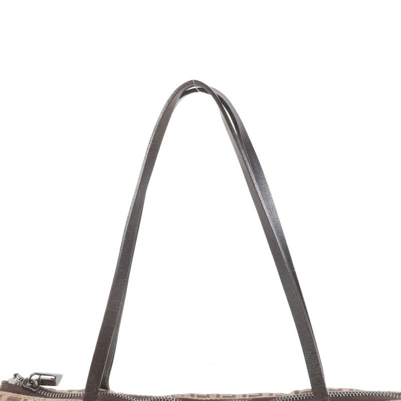 Fendi Zucchino Leather Nylon Tote Shoulder Brown A4