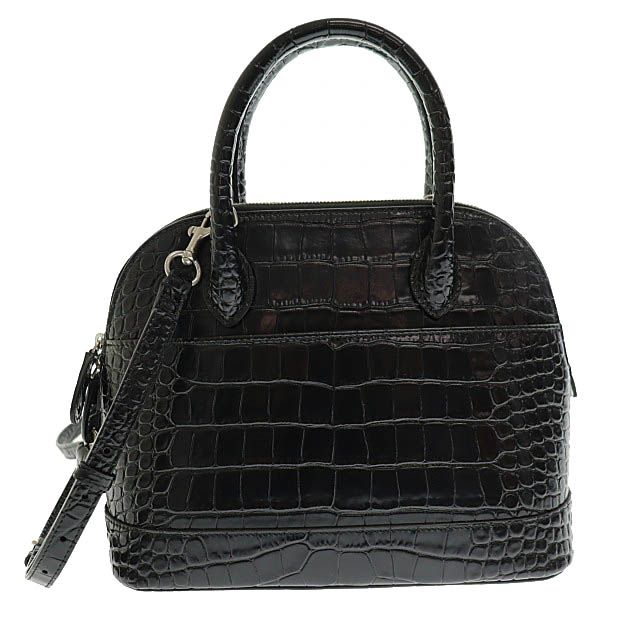 Balenciaga Bill Top Handle Croco Shape Push 2-Way Shoulder Hand Bag S Black