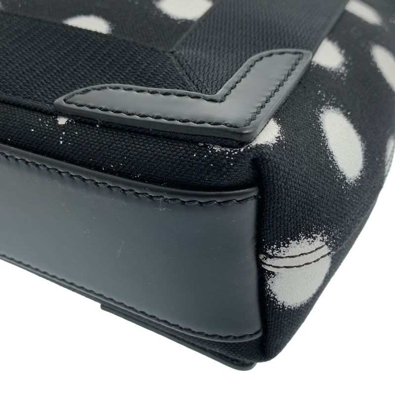 Balenciaga Cabas XS Canvas Dot Print Handbag Black White