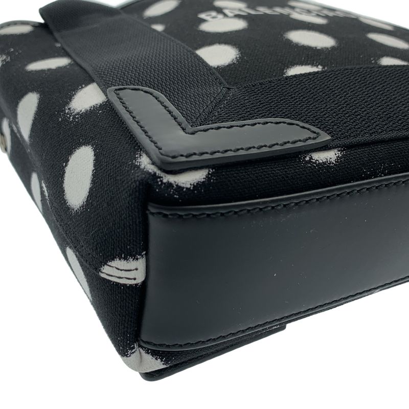 Balenciaga Cabas XS Canvas Dot Print Handbag Black White