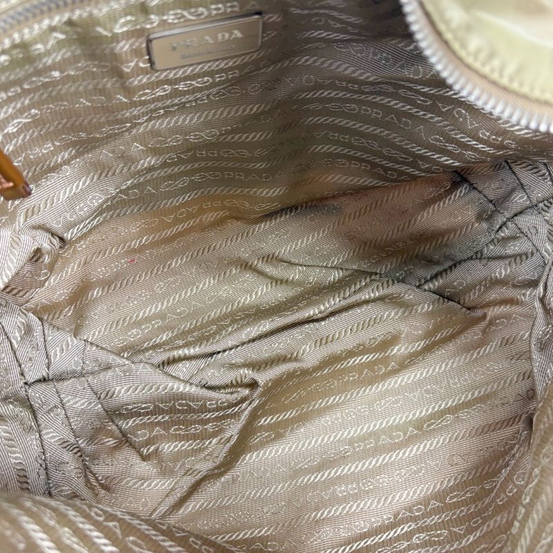 Prada One Shoulder Bag Triangle Logo Hobo Soho Khaki Brown Tessuto Nylon