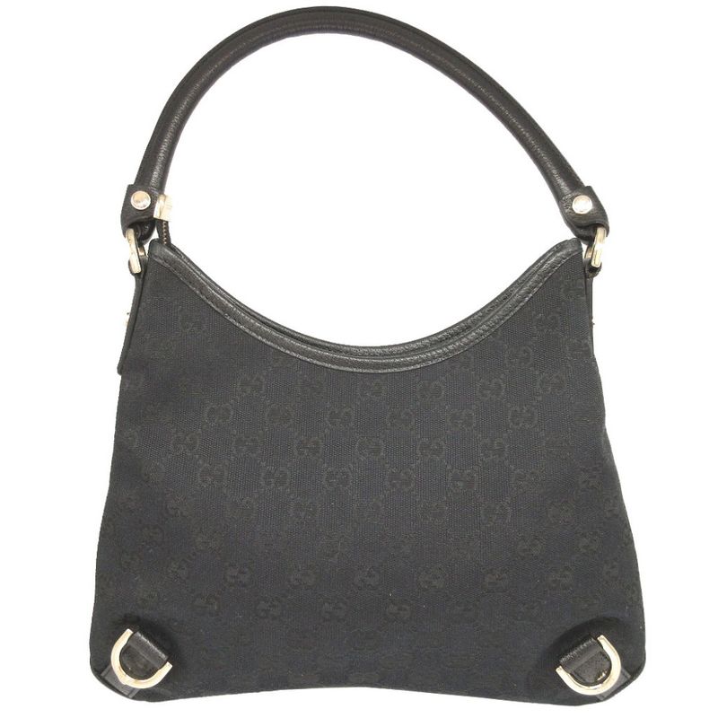 Gucci Abby GG Canvas Leather Hobo Black Shoulder Bag 1650
