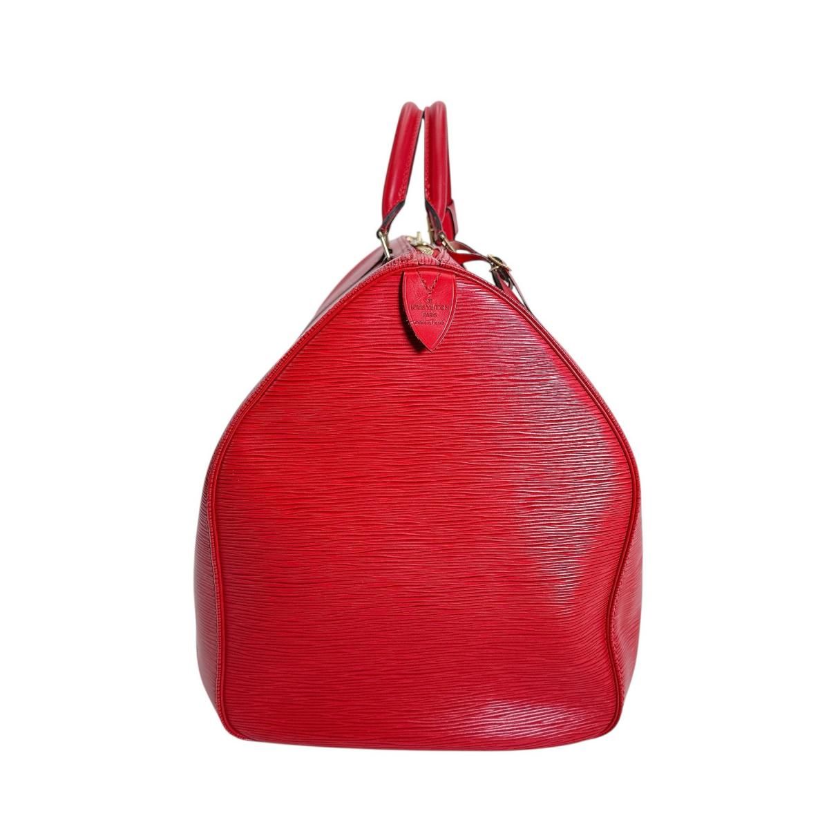 Louis Vuitton Epi Travel Bag Keepall 55 Boston Bag Red