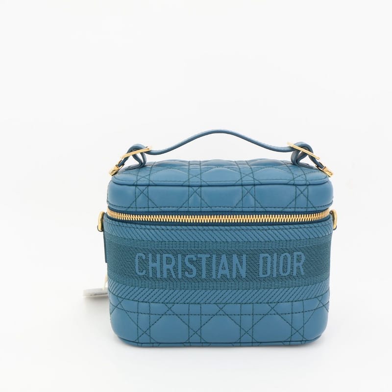 Christian Dior Travel Cannage Stitch Leather Small Vanity Shoulder Bag