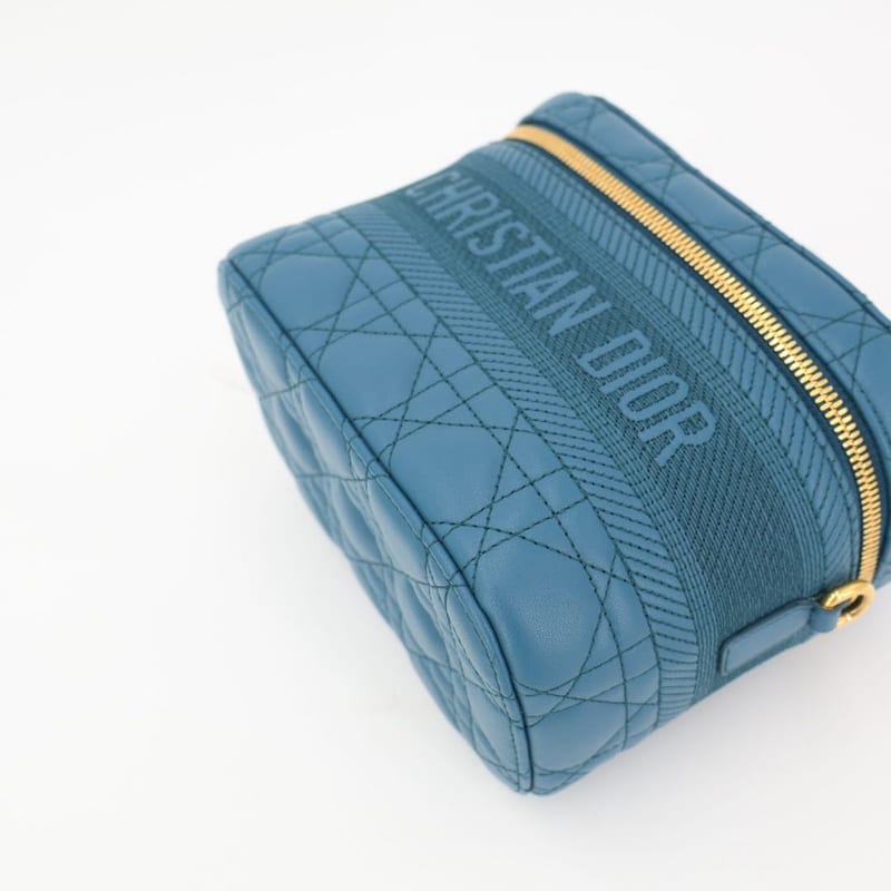 Christian Dior Travel Cannage Stitch Leather Small Vanity Shoulder Bag