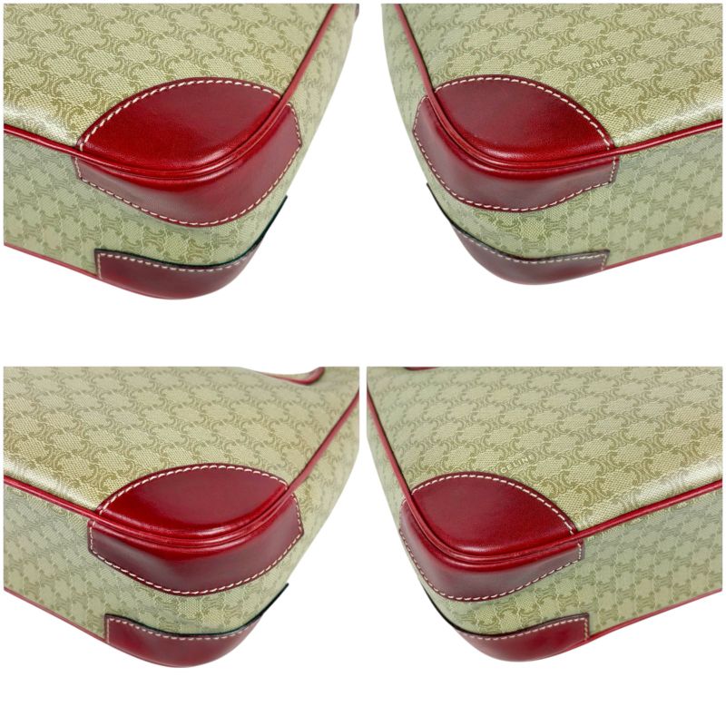 Celine Macadam Pattern One Shoulder Bag Beige Red Triomphe Shoulder Hobo Soho