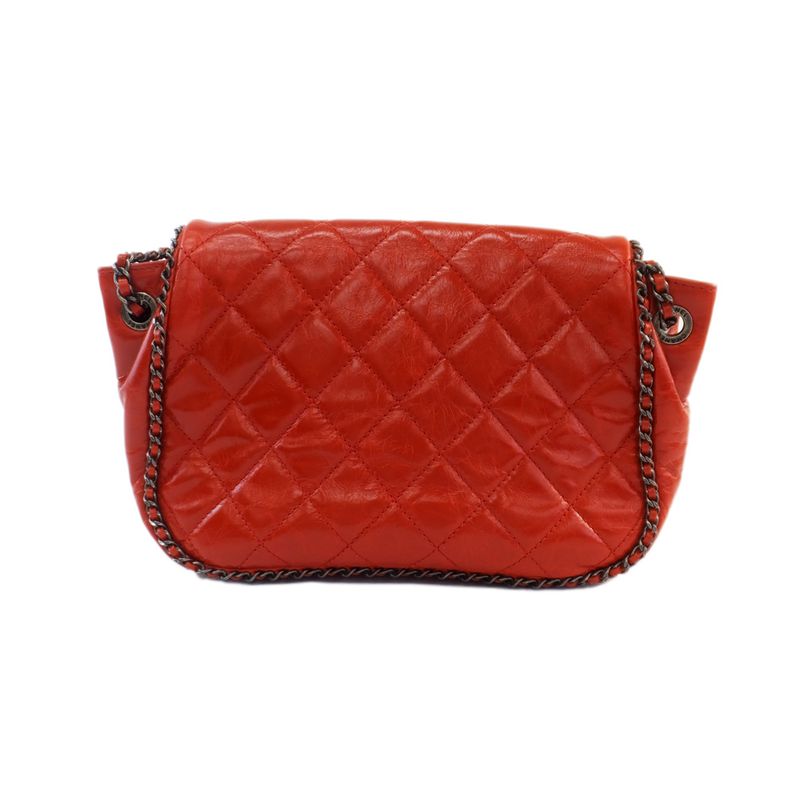 Chanel Chanel Quilted Chain Shoulder Red Bag Vintage Silver