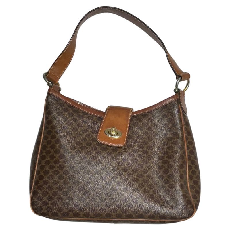 Celine Triumph Turnlock Macadam Pattern Hobo Bag Triomphe Turnlock Macadam
