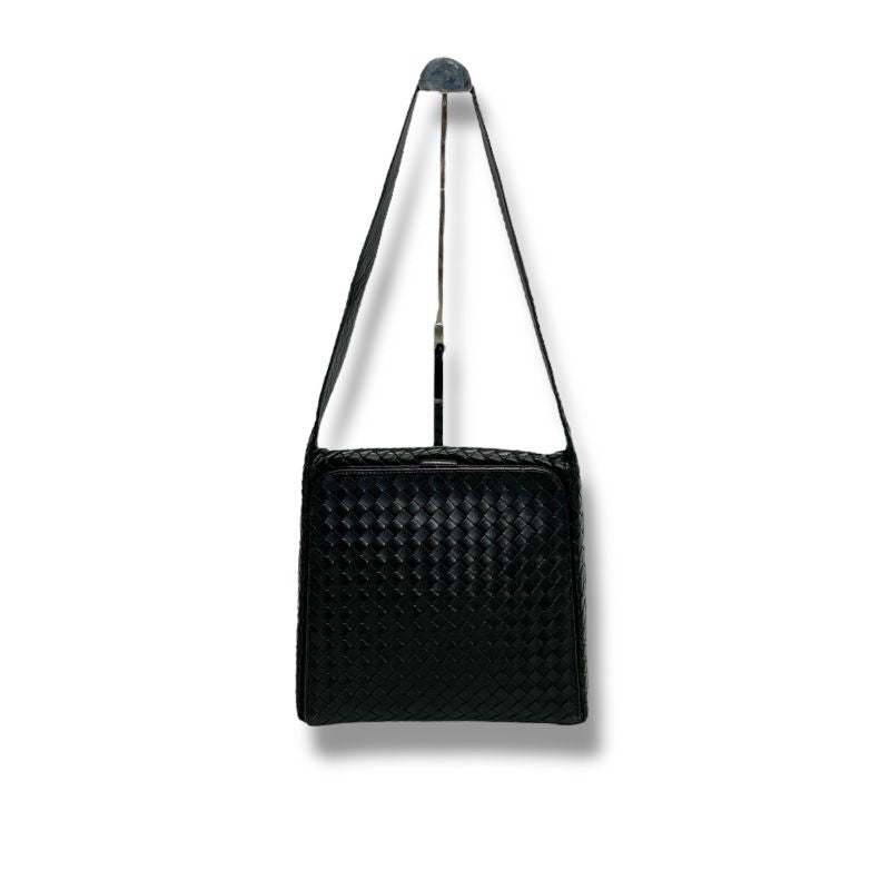 Bottega Veneta One Shoulder Bag Intrecciato Leather Black Gusset Soho Hobo
