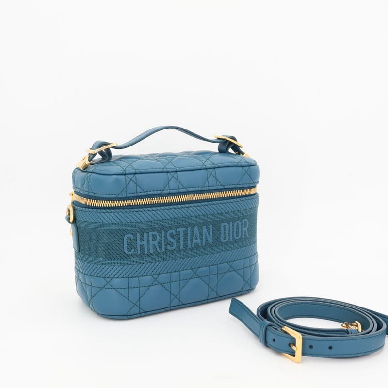 Christian Dior Travel Cannage Stitch Leather Small Vanity Shoulder Bag