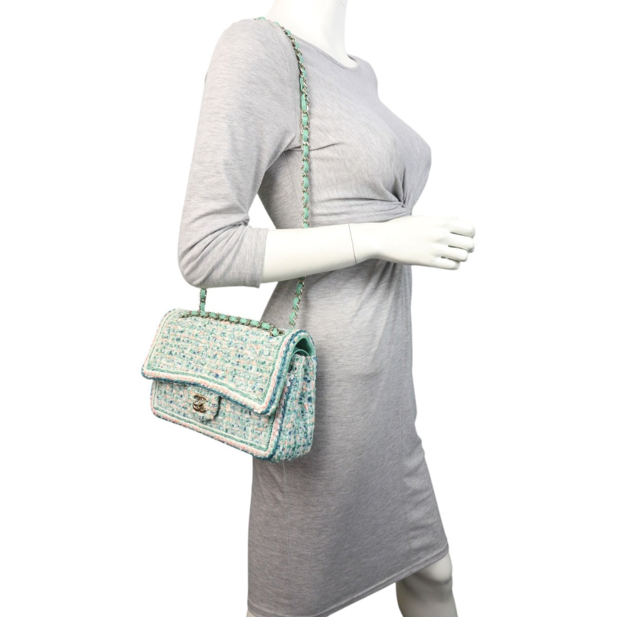 Chanel Classic Double Flap Medium Tweed Braid