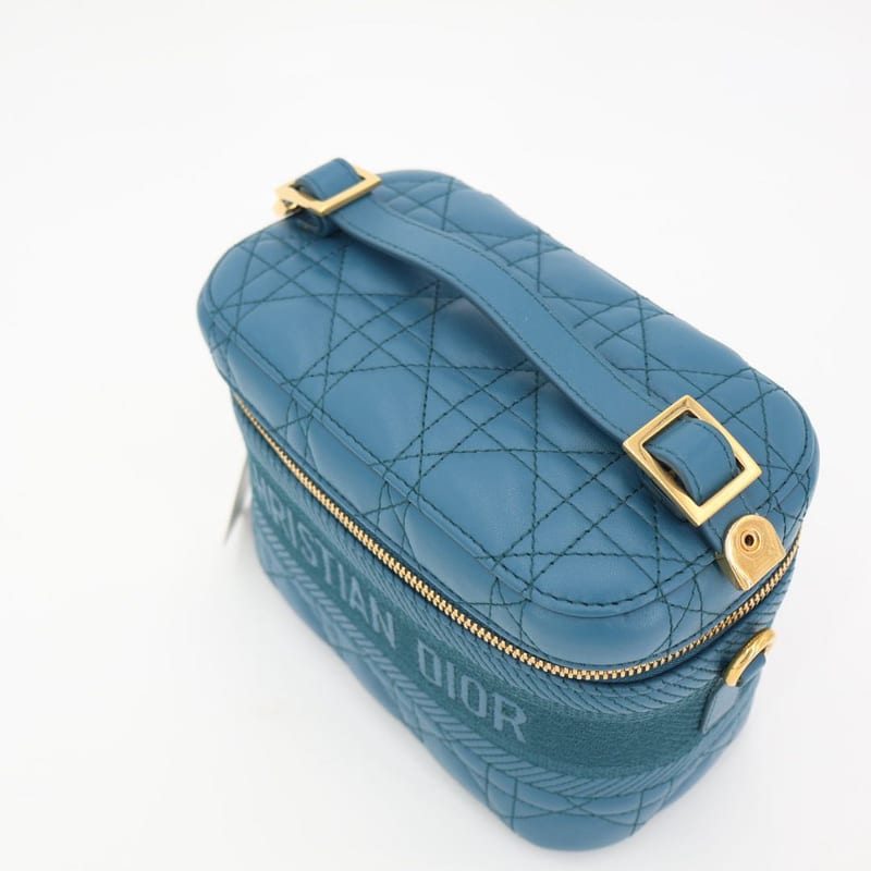 Christian Dior Travel Cannage Stitch Leather Small Vanity Shoulder Bag