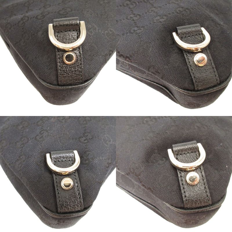 Gucci Abby GG Canvas Leather Hobo Black Shoulder Bag 1650