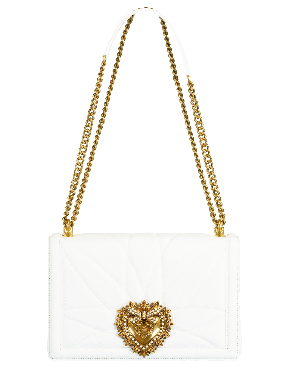 White Devotion Medium Flap Chain Bag
