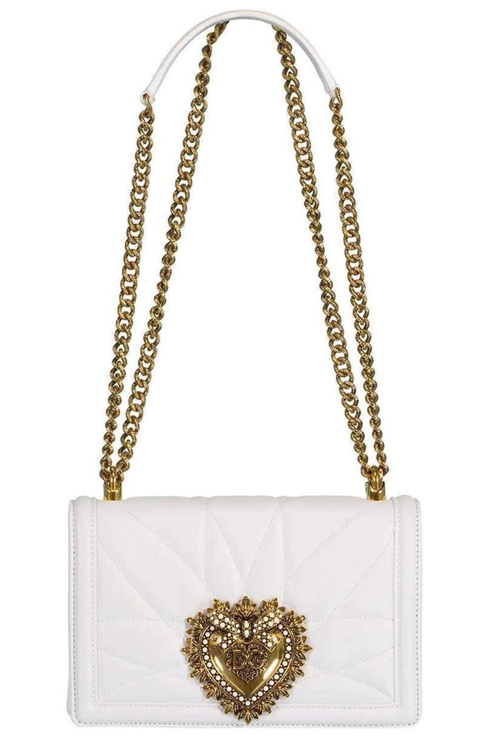White Medium Devotion Flap Chain Bag