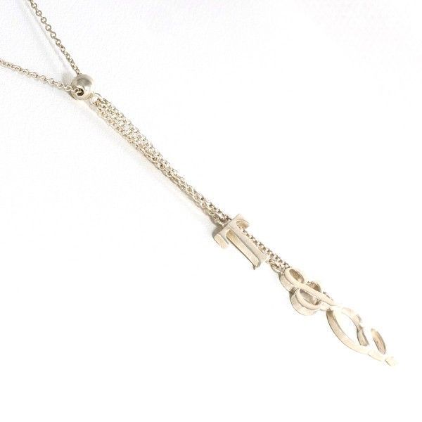 Tiffany & Co Logo Silver Necklace Box Bag Total Weight Approx 32 g Approx 40 cm