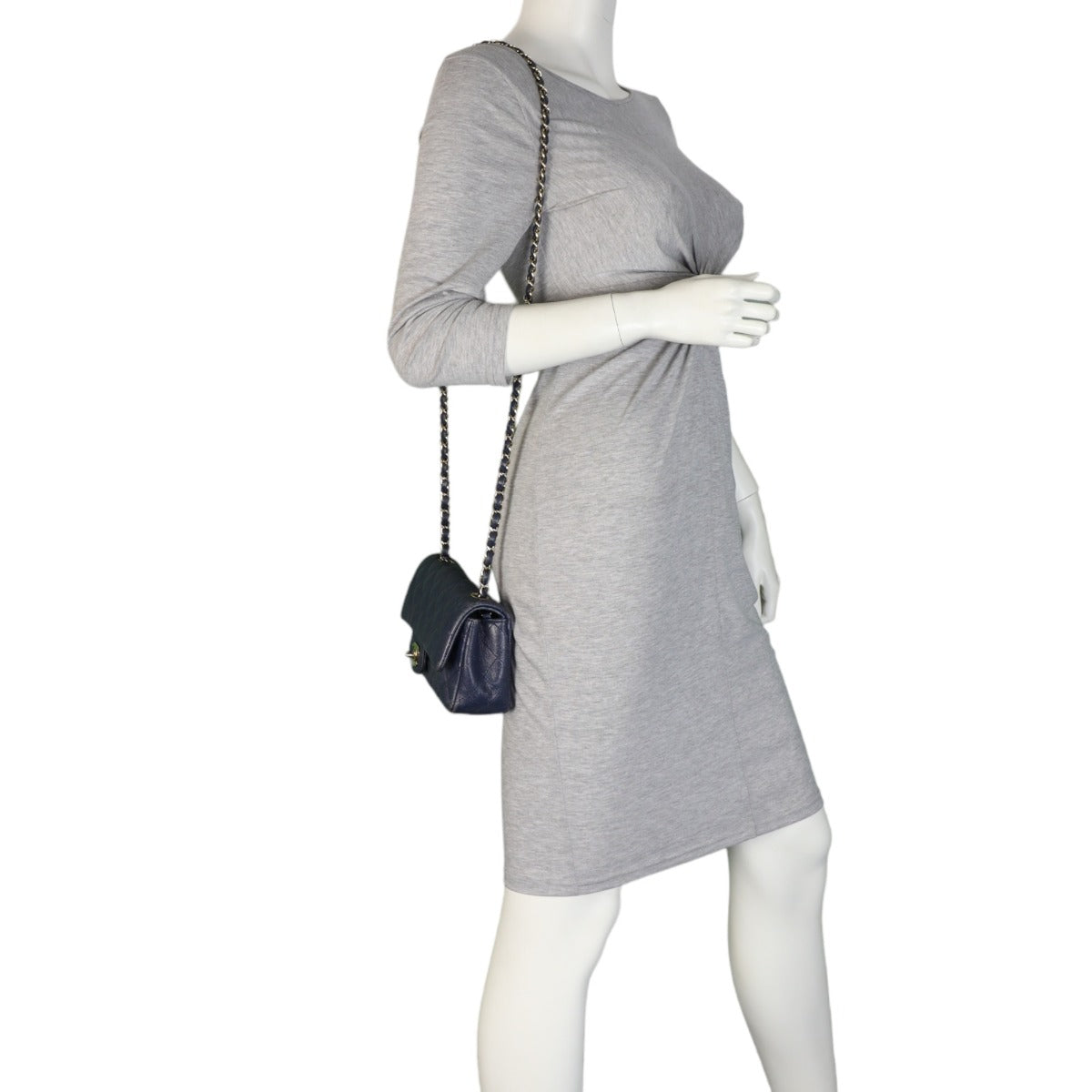 Chanel Classic Flap Mini Rectangular Bag Caviar | Navy Blue