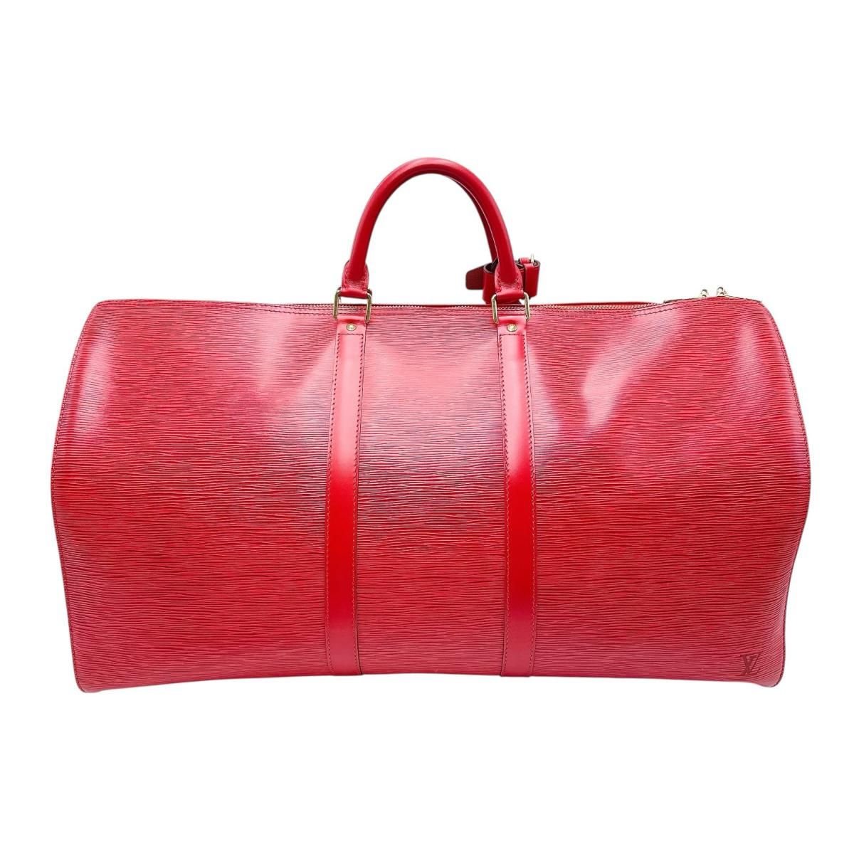 Louis Vuitton Epi Travel Bag Keepall 55 Boston Bag Red