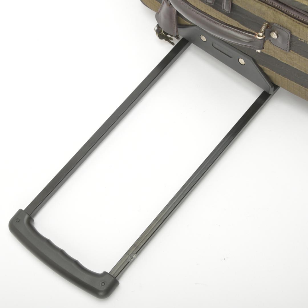 Fendi Pecan Pattern Travel Bag Nylon Khaki Black Suitcase with Key