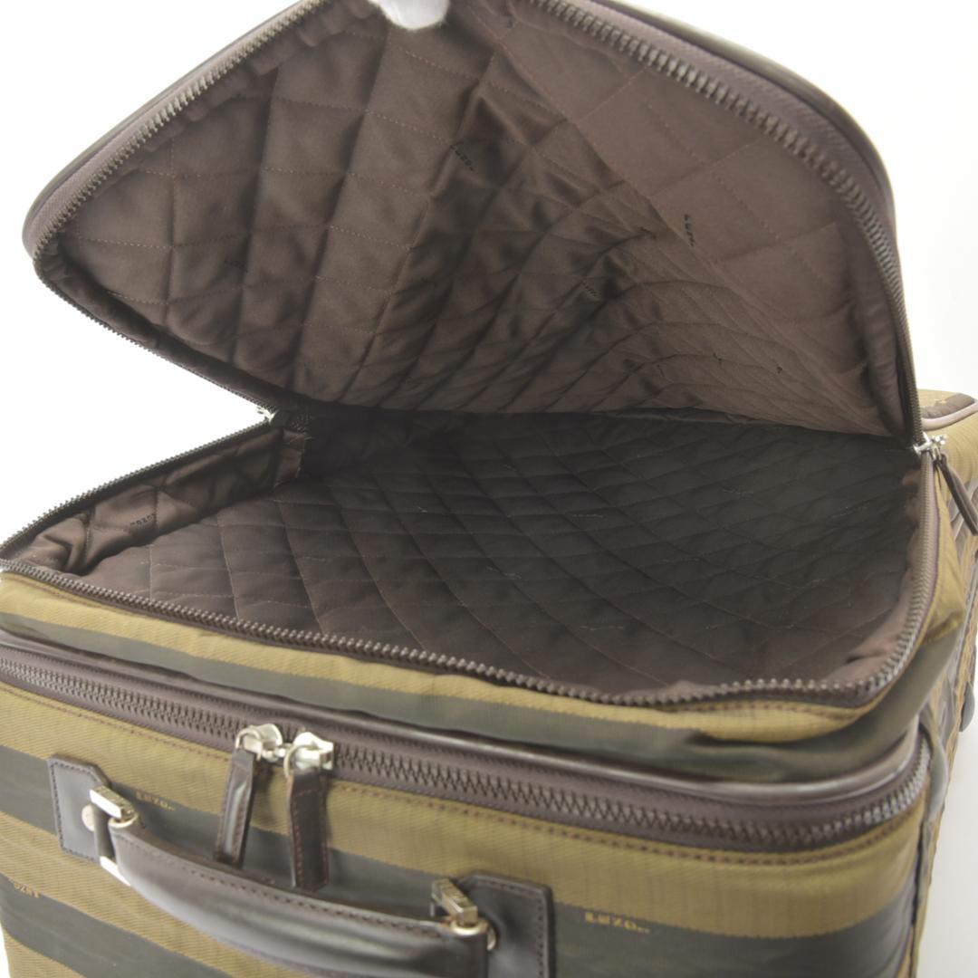 Fendi Pecan Pattern Travel Bag Nylon Khaki Black Suitcase with Key