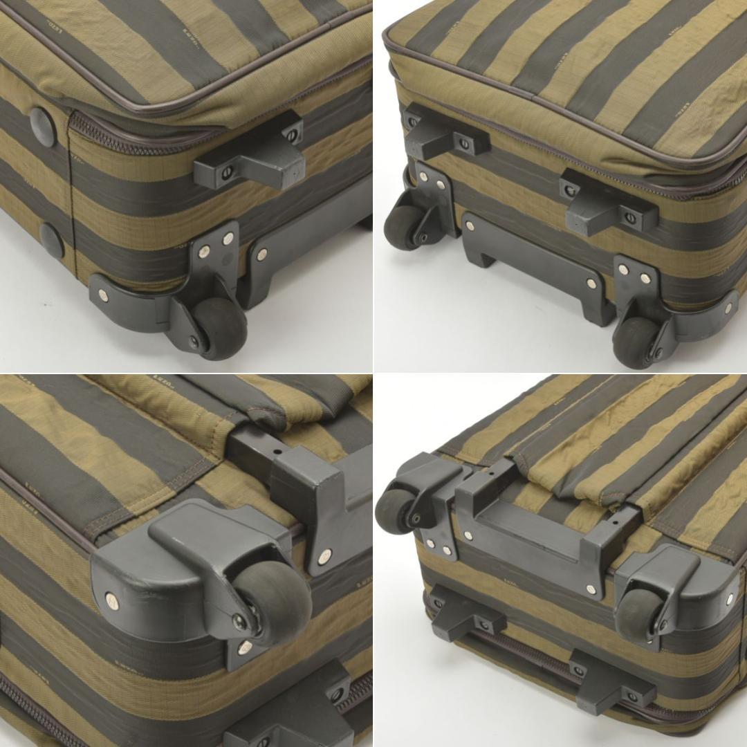 Fendi Pecan Pattern Travel Bag Nylon Khaki Black Suitcase with Key