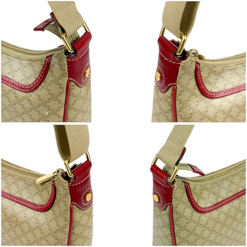Celine Macadam Pattern One Shoulder Bag Beige Red Triomphe Shoulder Hobo Soho