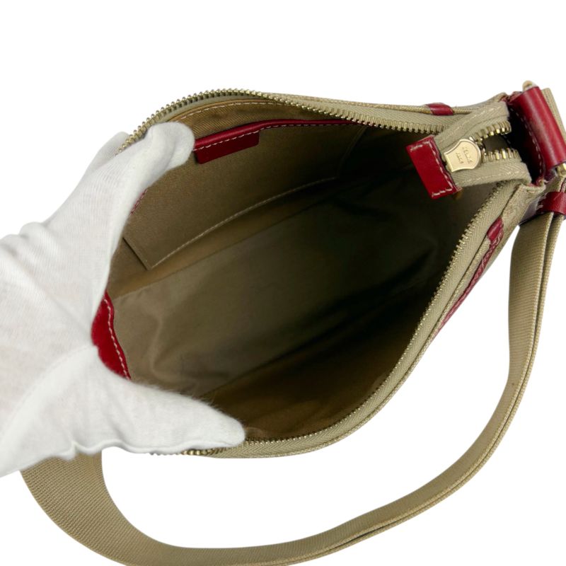 Celine Macadam Pattern One Shoulder Bag Beige Red Triomphe Shoulder Hobo Soho